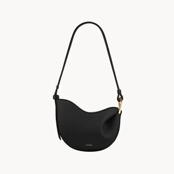 *New* POLENE "Tonca" black leather crossbody black leather w/gold accent - Picture 1 of 8